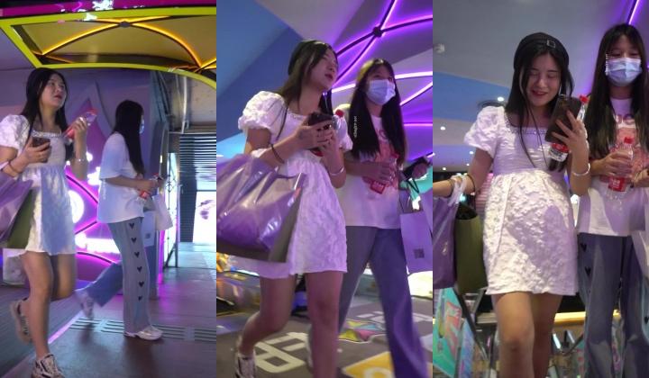 【YZWCD】YC662蕾丝白裙小姐姐！透明蕾丝粉内！正面露黑色！