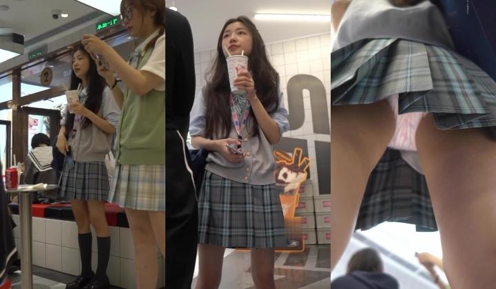 【YZWCD】YC180制服短袜jk小姐姐！粉白纸内裤前后CD！