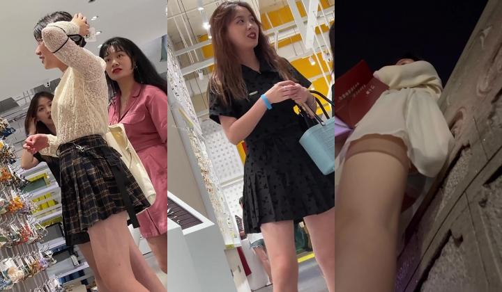 偷拍大师KFC-1125 户外偷拍女主播和闺蜜户外直播裙底风光，蓝色蕾丝内性感内裤4K高清版