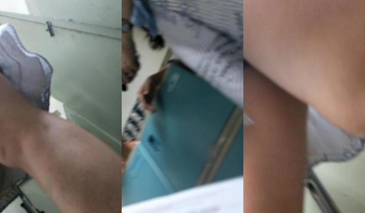 超硬核抄底领口偷拍美女老师 诱人窄内香臀 低胸美乳大饱眼福 满脑子都是老师色色的身体