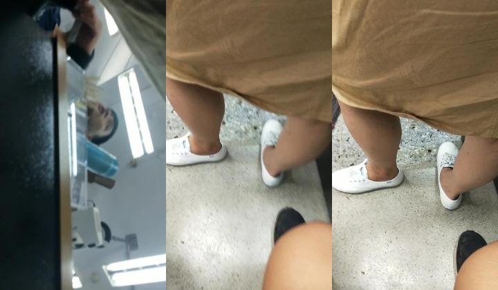 超硬核抄底领口偷拍美女老师 诱人窄内香臀 低胸美乳大饱眼福 满脑子都是老师色色的身体