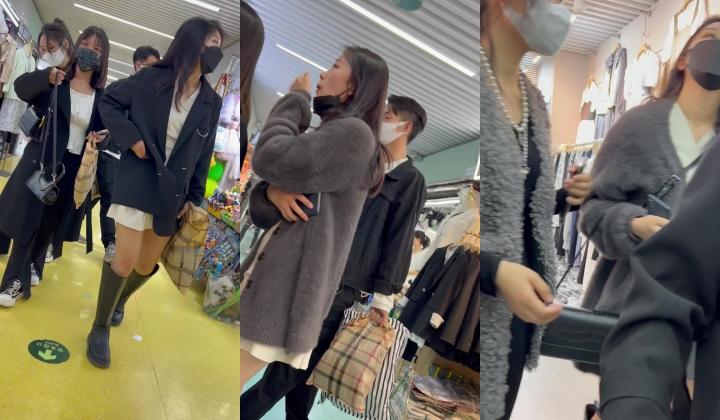 【精品CD】气质靓女无惧寒冷和朋友逛街 ️光腿无痕半透明内侧面阴毛霸气外露，前后CD清晰度很高