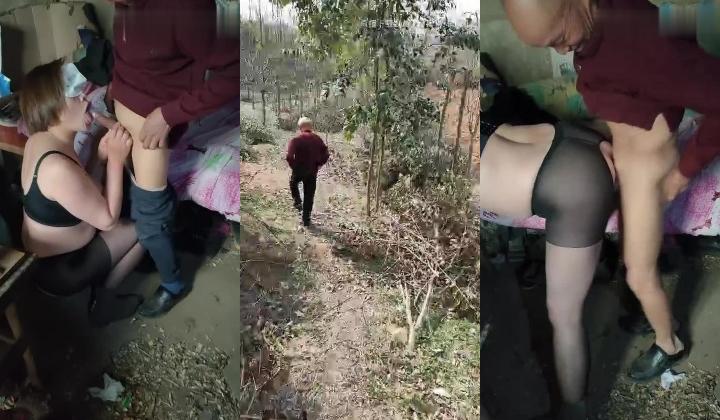 你大爷还是你大爷3P天天玩，乡村野屋子跟少妇啪啪，七八十岁的人了鸡巴还真硬各种姿势抽插，室外3P