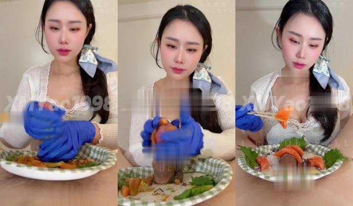推特性爱大师95后绿帽情侣美腿女王「汐梦瑶」《芥末鸡巴刺身十精液寿司》鸡巴涂抹上芥末口爆，再吐到