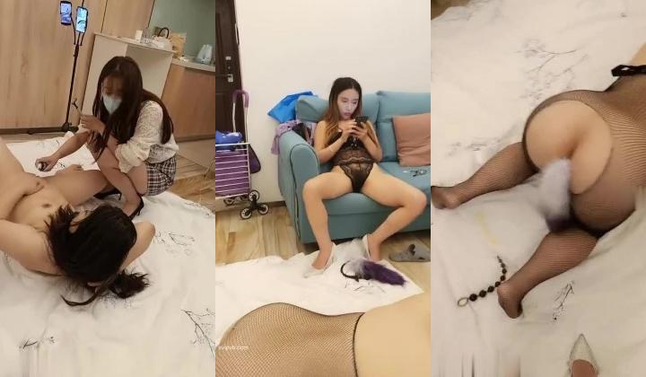 调教女奴，刮毛夹奶爬行,筷子插屁眼，给女主人舔逼,舔脚,喝尿