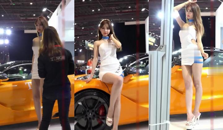 广州车展色色的摄影师各种角度 捕捉身材火爆的美女模特各种不经意间的走光