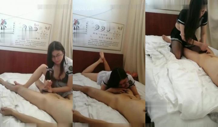 【专业酒店会所大保健】挂羊头卖狗肉养生馆里的特殊性服务气质眼镜女技师穿着制服样子很淫骚
