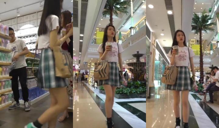 商城跟随偷窥买奶茶的漂亮小姐姐 细长腿 粉红内内
