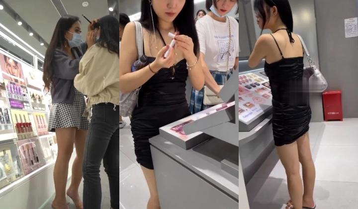 商城跟随偷窥试装化妆品的漂亮小姐姐 紫色内内 小骚丁卡屁屁 超级诱惑