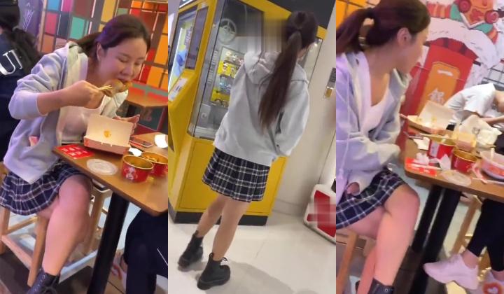 商城美食街跟随偷窥小少妇 大屁屁 蓝内内 看着很骚气