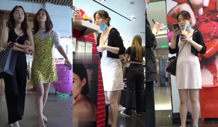 商城跟随偷窥高颜少妇 美妆店花裙美女 蕾丝花边内内夹得很紧 少妇穿个可爱草莓内内