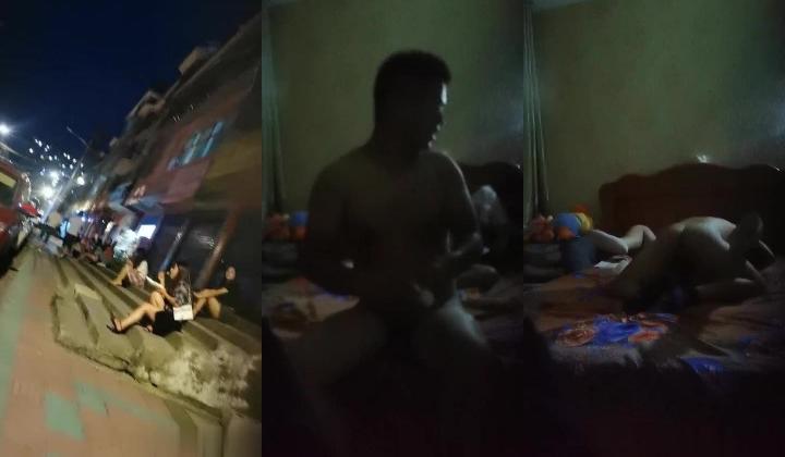 深夜快餐户外找个站街女，大街上挑的妹子一路尾随上楼直奔主题，脱了就干主动上位啪啪压在身下干射