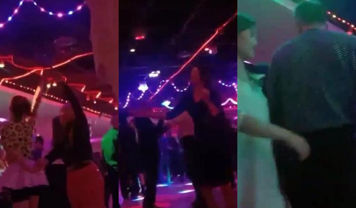 实拍重庆砂砂舞厅灯光昏暗，曲一响灯未亮，牵着美女跳一曲，楼楼饱饱好浪漫