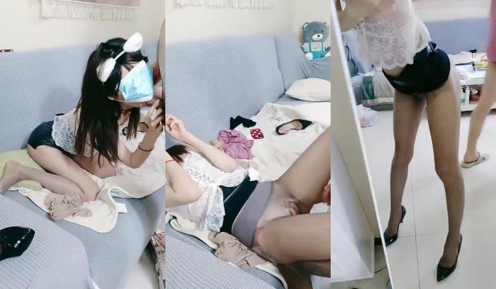 丝袜高跟小少妇临睡前的放纵，给小哥口交大鸡巴，让小哥在房间内随意抽插，浪荡呻吟自慰骚穴高潮喷水真
