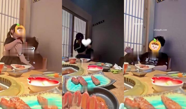 顶级绿帽博主，【三岁小宝宝】，餐厅做爱，好大的一个包间吃饭，不操就浪费了
