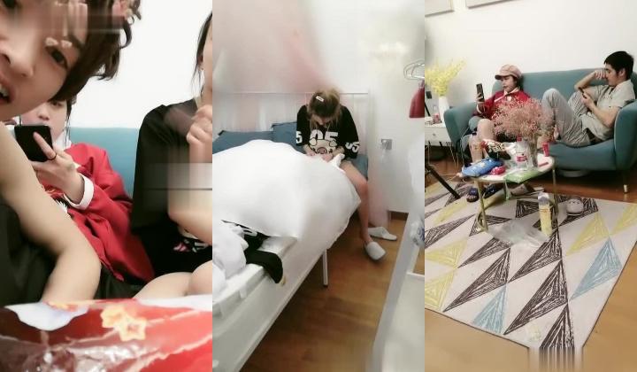 【双飞刚成年的闺蜜两萝莉清纯】重庆鸡头在酒店喊上两个小萝莉，居中淫乱4P大战，操得妹子花枝乱颤呻