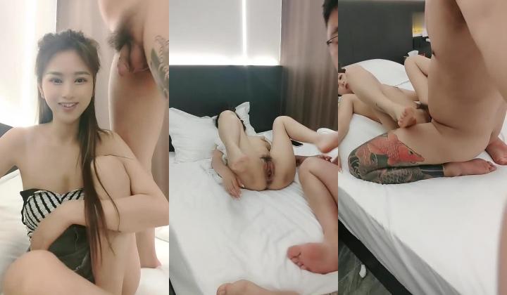 气质尤物小姐姐！酒店开房被大哥操！掰骚穴舔逼，埋头吃屌，张开双腿一顿操，无套内射