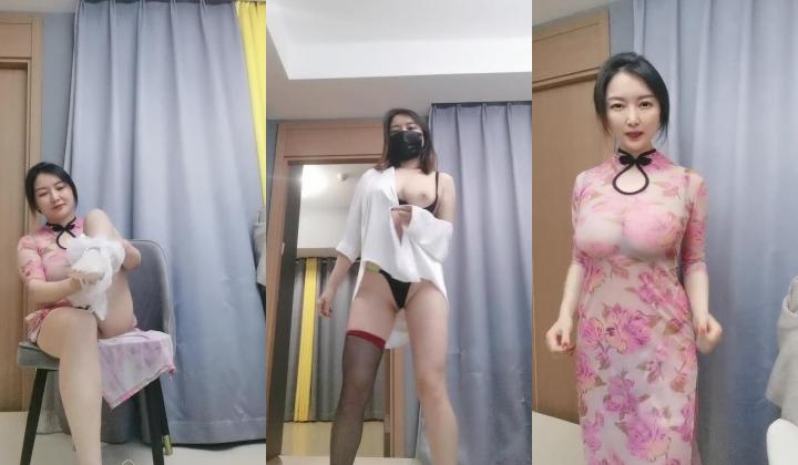 丰乳肥臀风骚御姐！情趣旗袍热舞！掏出大奶子，揉搓肥穴，手指夹阴唇，太骚了