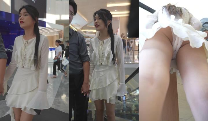 官方售价29元 手机店抄底墨镜美女白裙高跟鞋美腿配透明纸内裤