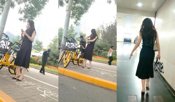 地铁站尾随 ️华伦天奴凉高跟绝美白领,骑单车时露出嫩长腿丁字裤+粉纱裙高冷美职员超薄灰色内靠穴处