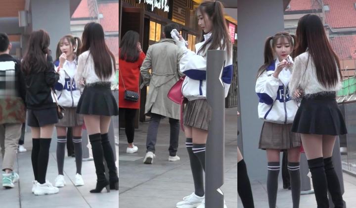 街头CD再现疑似不穿内裤的极品御姐 JK少女街头扭屁股