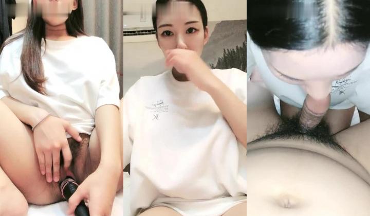 高颜值极品美少妇甭儿灵巧小舌挑逗龟头，阴毛旺盛小穴包裹着阳具吞吞吐吐 大黑牛更胜一筹