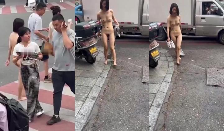 吃瓜新闻 长沙五一广场一女子当街裸奔 网传是为了气男友炸裂人的三观