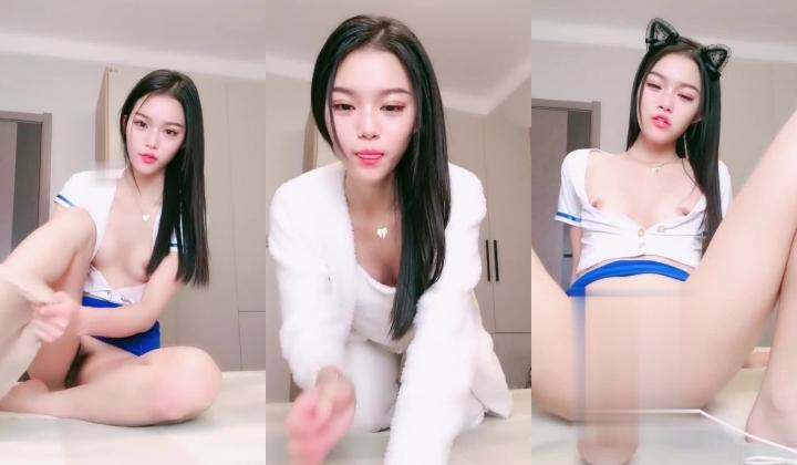 170CM甜美小妞！情趣制服细腰长腿！电动假屌猛捅粉穴，美臀上下套弄，开快档爽翻，表情淫骚一脸享