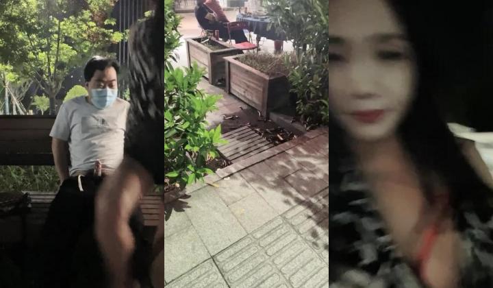 颜值人妖深夜户外露出路边椅子上口交深喉，户外刺激很快缴枪