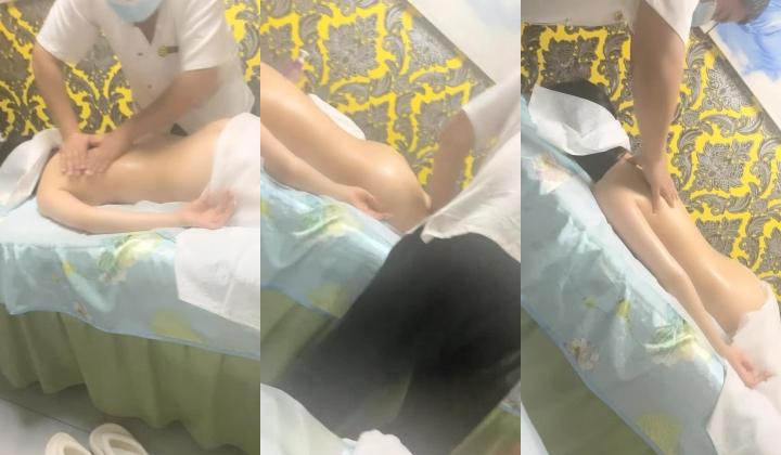【黛西老师】，真实SPA按摩店偷拍，眼镜小帅哥刚上岗，小骚逼水汪汪真淫荡，无毛白虎穴，赞