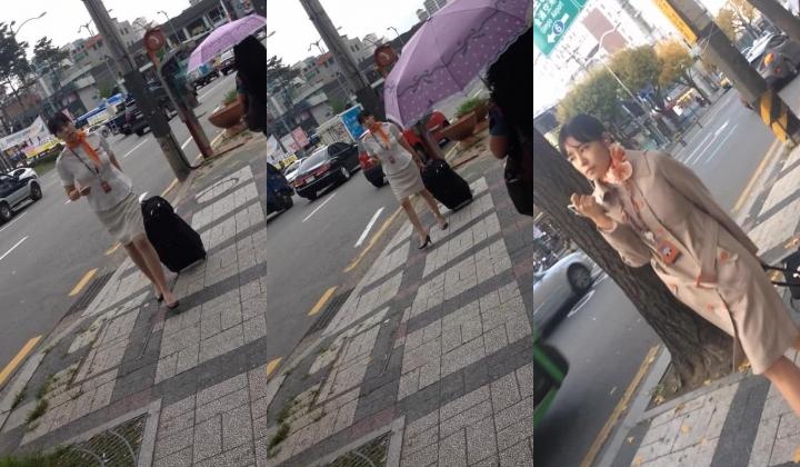 抄底极品济州航空长腿美女空姐 高级肉丝私处像真空一样 又像骚丁深陷B缝 气质女神真顶