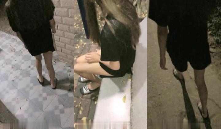 凌晨，广州街头，【户外蔓蔓】妙龄少女跟男友到男厕所啪啪，伴着虫鸣声交合别有一番感觉