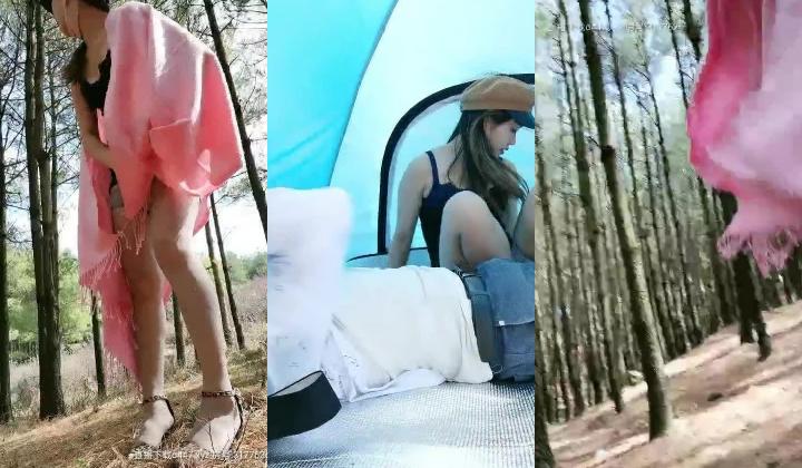 天气不错小骚逼又按捺不住了，户外发骚体验了下站着尿尿，搭了个帐篷跟小哥哥激情啪啪，淫声荡语不要错过