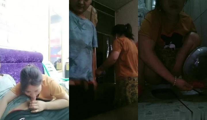 【我是骚姐姐】理发店小两口胆子大，店门口人来人往，儿子背对着写作业，口交啪啪也不怕突然来人，紧张