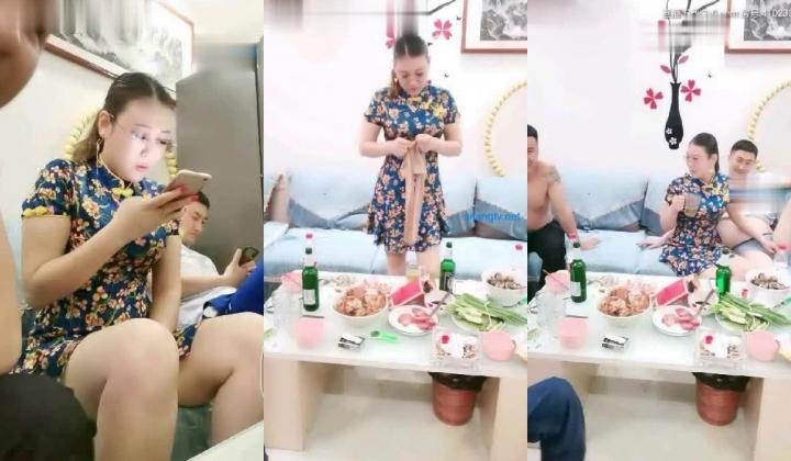 【熟女控】旗袍阿姨，3男一女淫乱客厅，风趣不失骚味，’你不戴套，以后大家都不戴了，指不定是谁的种
