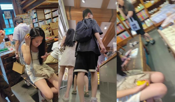 【CSCD】白色连衣裙小姐姐和男朋友逛街 白色内内
