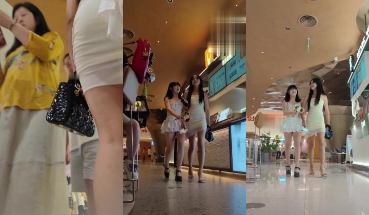 大神CSCD极限抄底 清纯小美女反差穿着性感包臀裙跪着拍照，黑色窄内