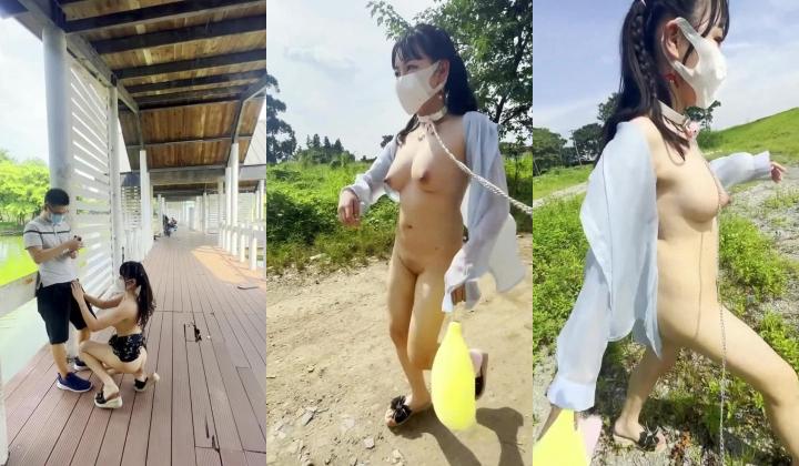 重磅回归开局就王炸，顶级露出【TonyJ和贝贝】付费，冒险无视路人疯狂全裸露出调教