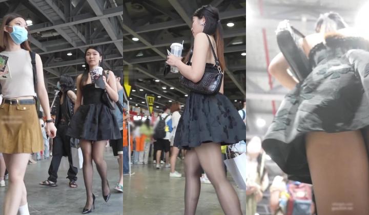 【banana cat系列】 展会尾随偷拍喝饮料的短裙黑丝美女貌似没穿内裤