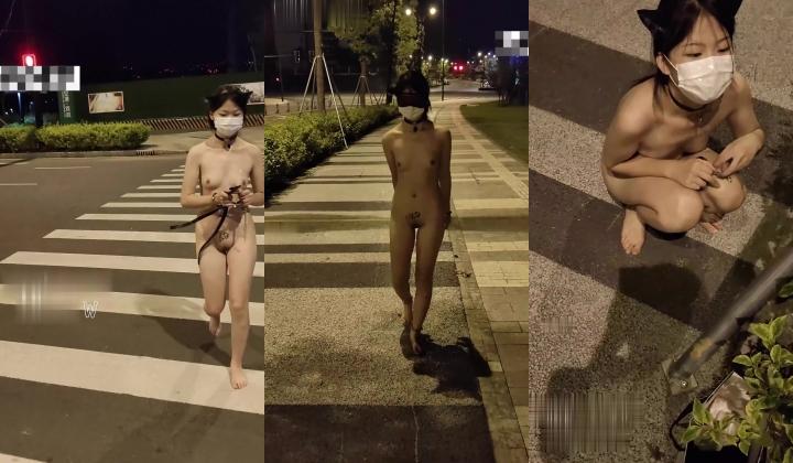 深夜，成都双流的街头，【Fxxc77】，土豪哥户外高价定制，23岁公司前台，裸体露出，湿得一塌煳