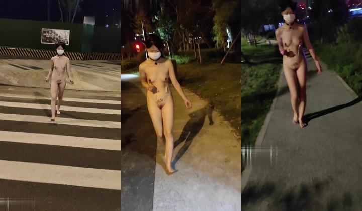 成都双流户外高价定制任务【Fxxc77】全裸小母狗乳夹电动道具夜行路边自慰第