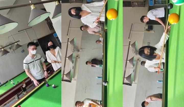 人气露出女神，超大胆，【cikaimoon】，全裸台球厅打球，引一群男人开心围观，兄弟们好想扑上