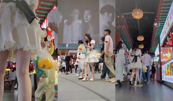 步行街拍抄底大神『KXCD』专挑年轻好看质量高的小姐姐