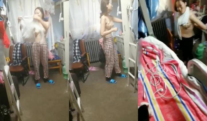 超远镜头拍摄3位学生妹,重点是第三个妹子,清纯外表想不到毛毛这么多,内裤都包不住