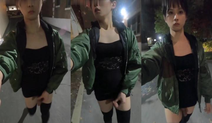 推特男娘 EliaBlaineCD小薰 一个喜欢玩露出的漂亮TS 穿上皮衣在镜头前搔首弄姿的样子