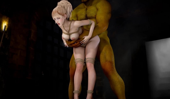 Jindo：Feng - Orc the Giant 性感长腿御姐沦为人形飞机杯被疯狂套弄