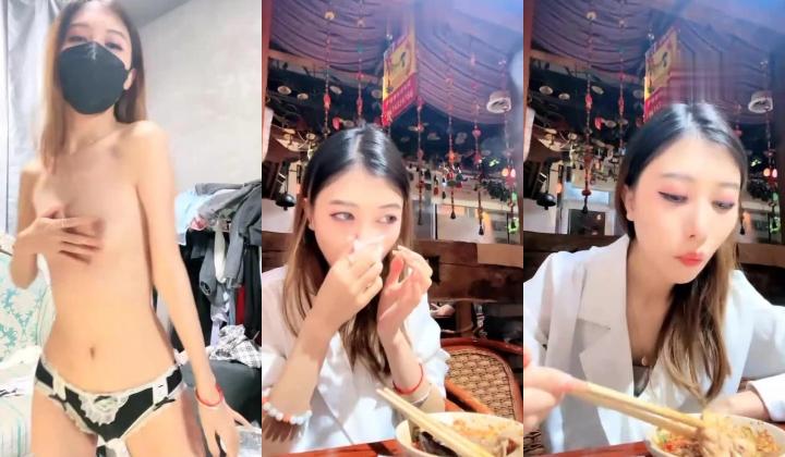优雅气质女神,生活里高不可攀,屌丝不敢搭讪,夜市塞着跳蛋吃饭,深夜压马路,道具湿透了