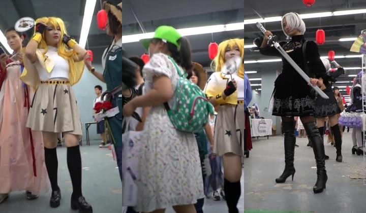 漫展cosplay抄底偷拍裙底