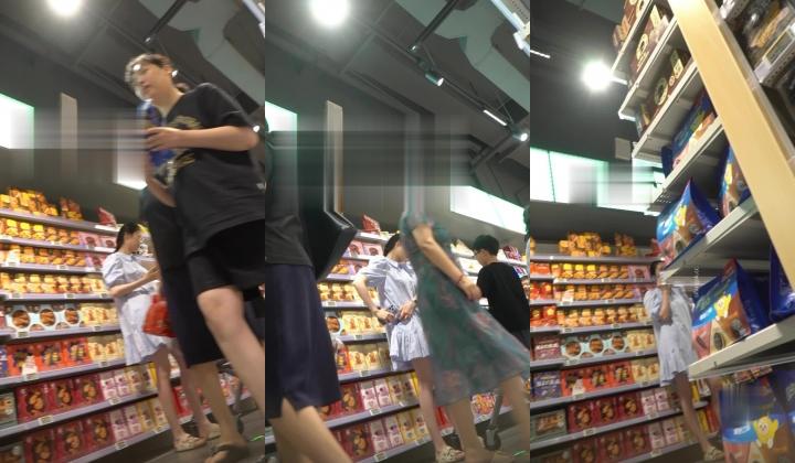 商场抄底两位连衣裙美少妇 一个粉N一个蓝N