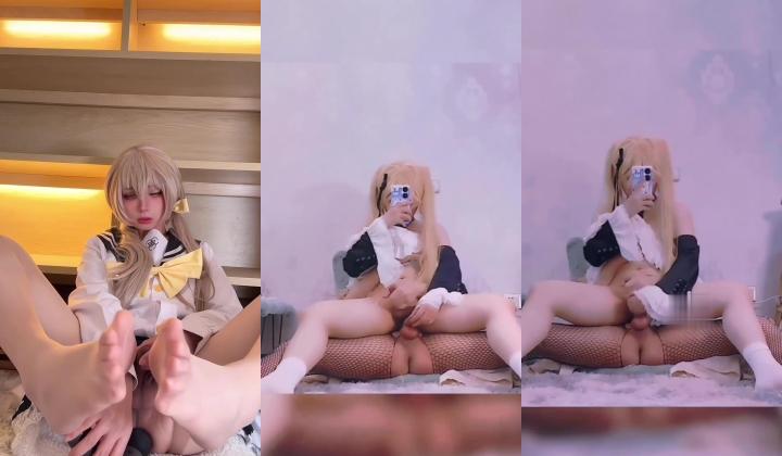 娇小可爱的卡哇伊TS小妖kiyu和久奈，白白嫩嫩的，各种造型！两个COS小妖啪啪原版，最后发射起